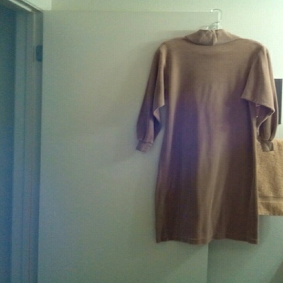 Vintage 60's Tan Velour Cowl Neck Dress.  Size M - Picture 2 of 2
